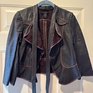 Jak & Rae Brown Peplum leather Jacket